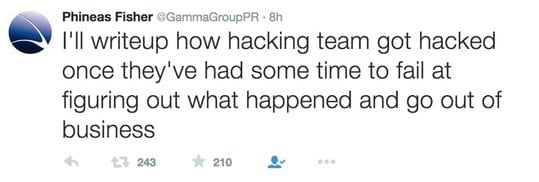 Phineas Fisher revela em sua conta no Twitter como hackeou a Hacking Team
