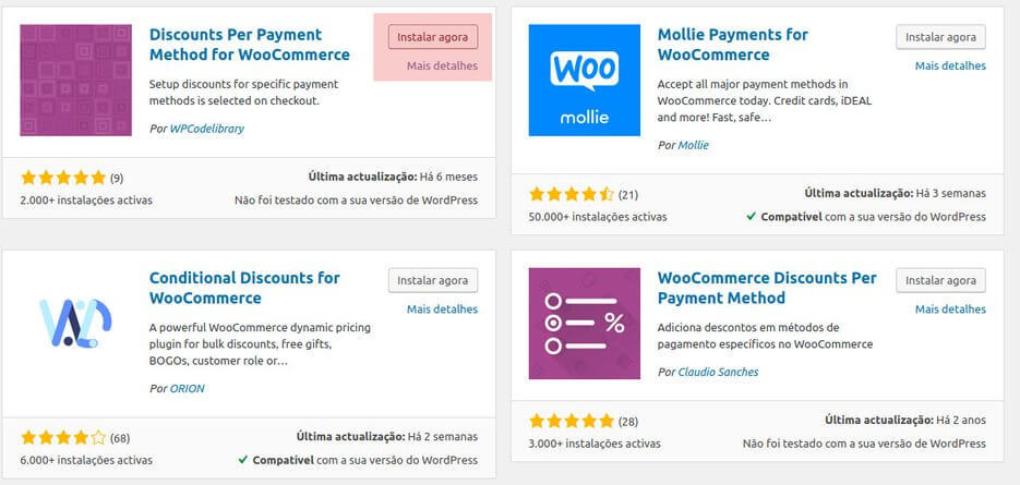 Configurando desconto no método de pagamento no WooCommerce