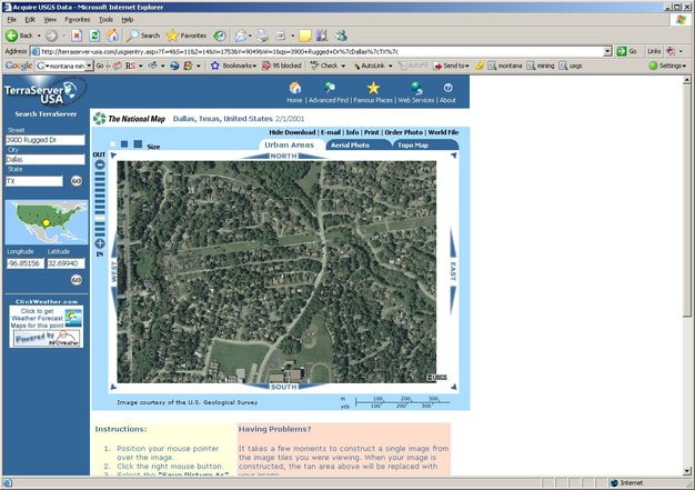 Microsoft Terraserver o Google Earth da década de 90