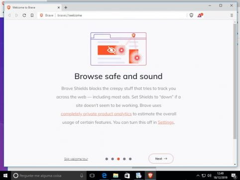 Bloqueando anúncios com o Navegador Brave