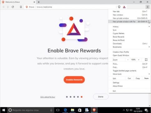 Como usar o Tor no Navegador Brave