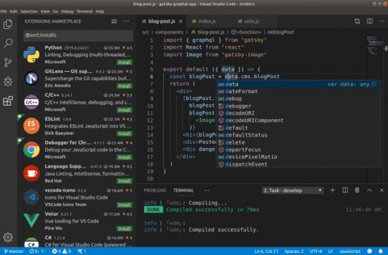 Visual Studio Code Editor de textos gratuito da Microsoft para Linux