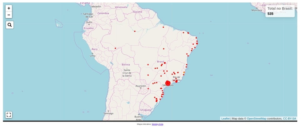 Plataforma mostra um Monitor de casos de COVID-19 no Brasil
