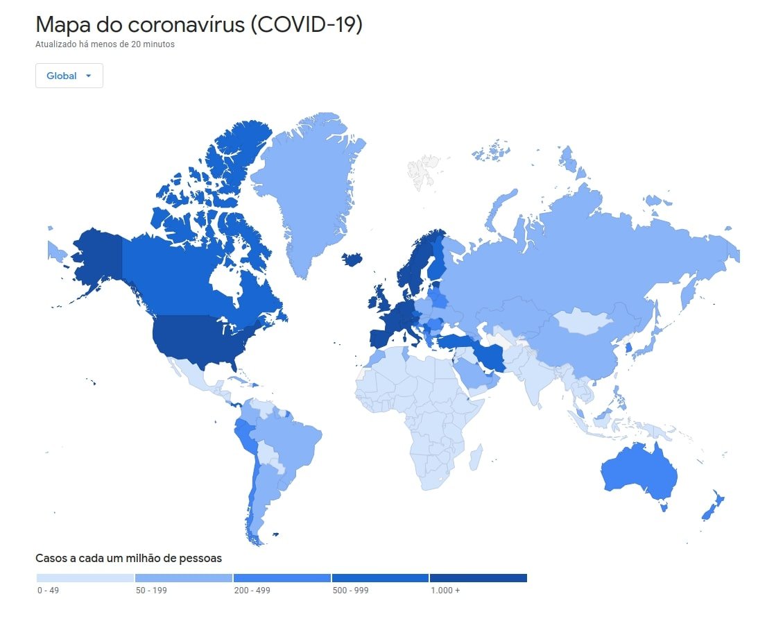 Google Mapa do Coronavírus COVID-19