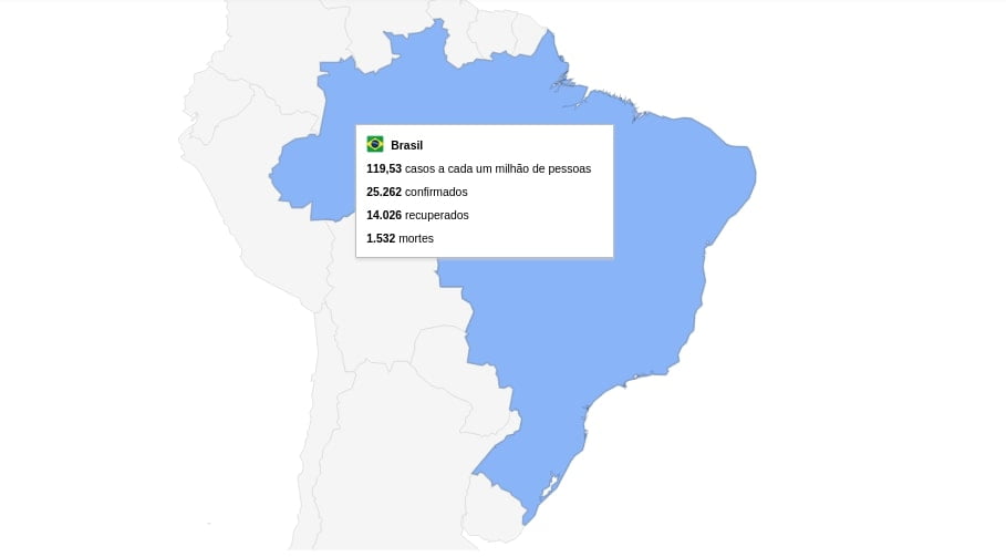 Mapa do coronavírus no Brasil