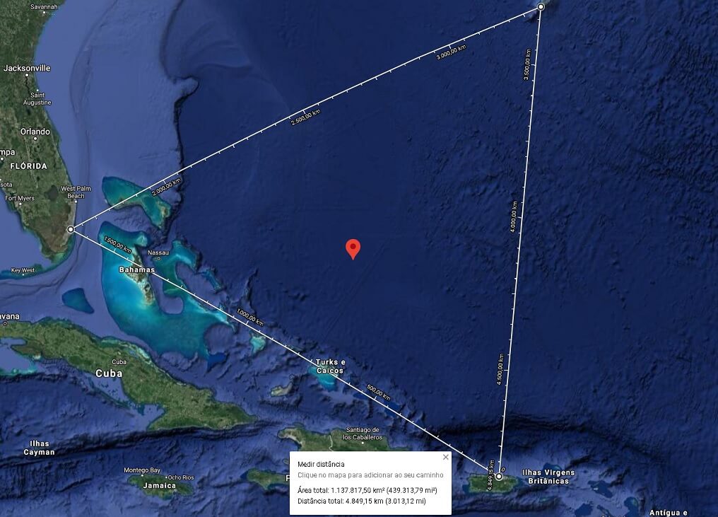Localizar o Triangulo das Bermudas no Google Maps