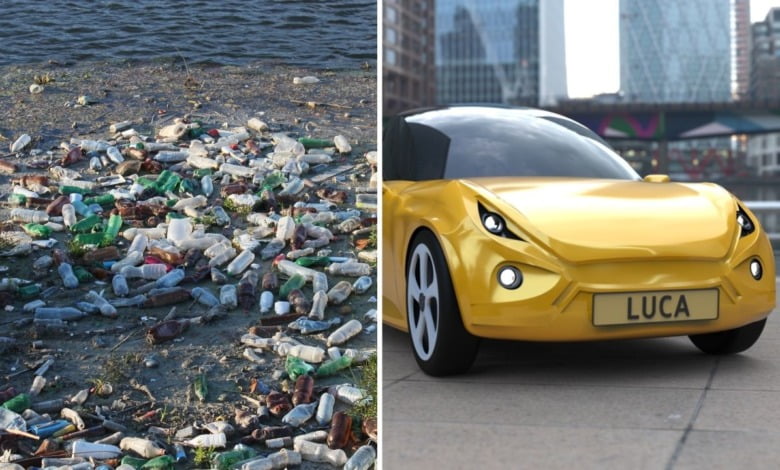 Carro elétrico feito com material reciclado