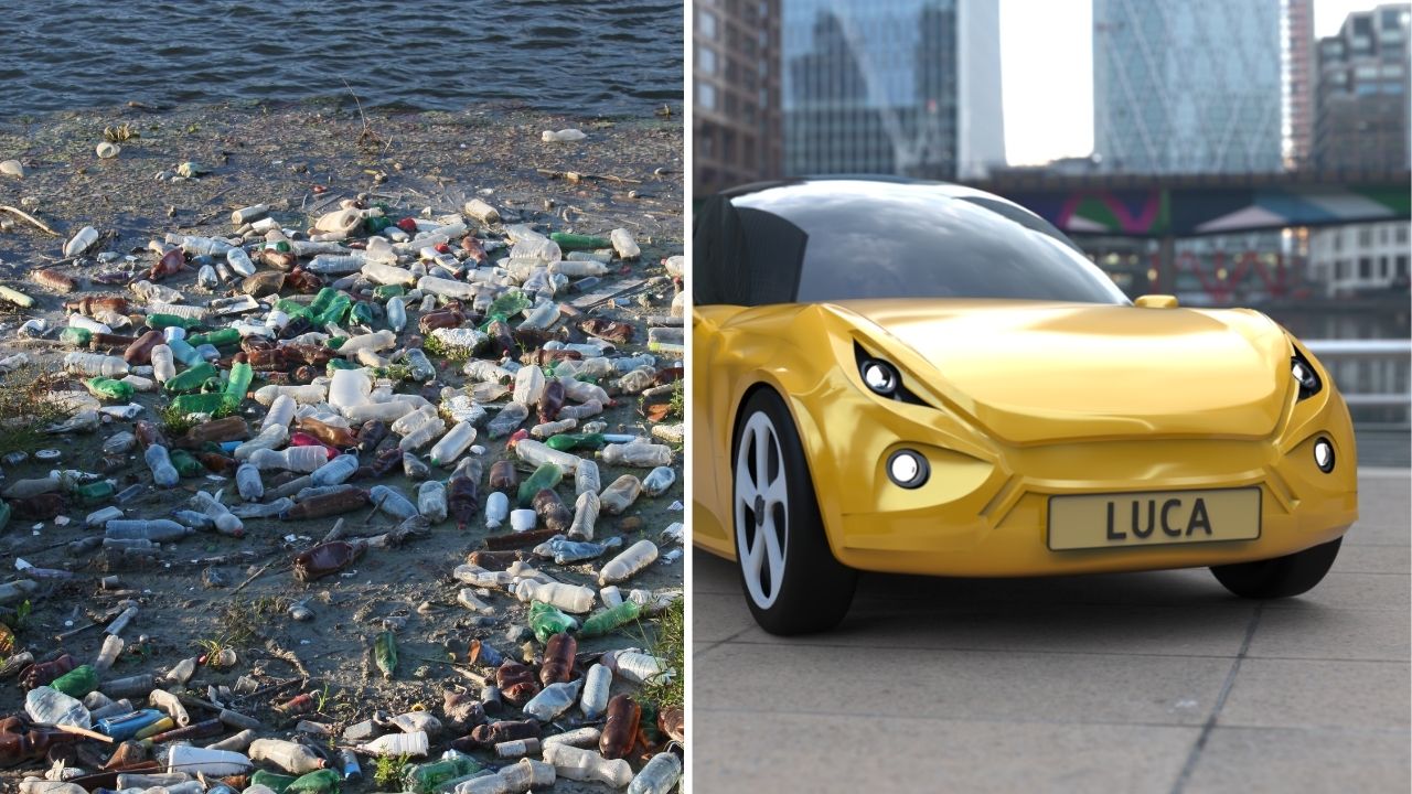 Carro elétrico feito com material reciclado