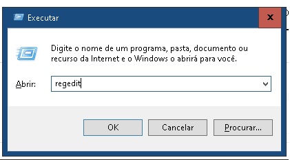 Regedit é o comando para abrir o Registro do Windows