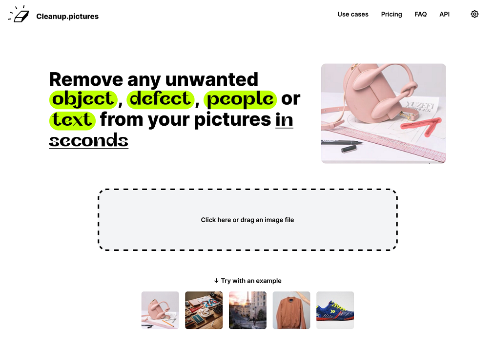 CleanUp.Pictures permite remover objetos e pessoas de imagens de graça e online