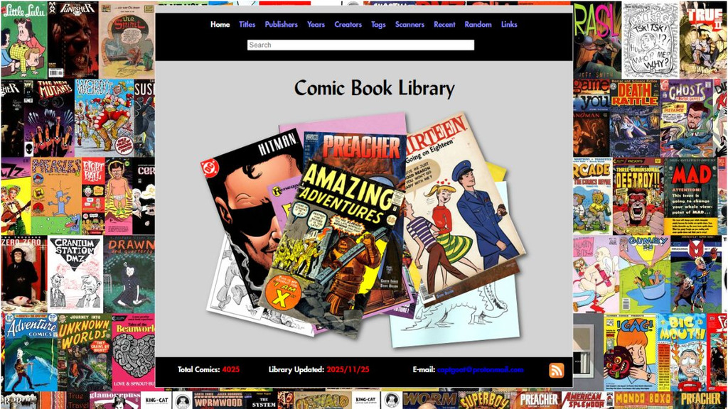 Comic Book Library is a Deep Web website featuring a collection of vintage comic books.
