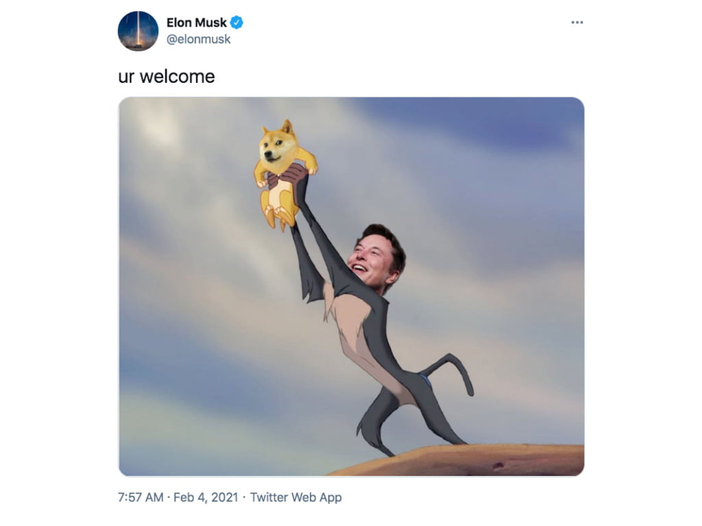 Elon Musk posta meme sobre Dogecoin no Twitter
