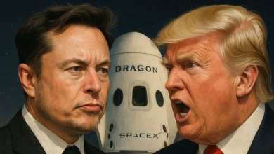 Elon Musk vs Trump SpaceX em jogo.