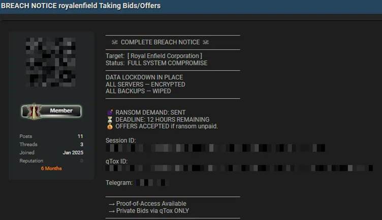Royal Enfield entra na mira: ransomware paralisa fabricante de motos icônica.