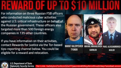 Hackers russos procurados recompensa de 10 milhões de dólares.