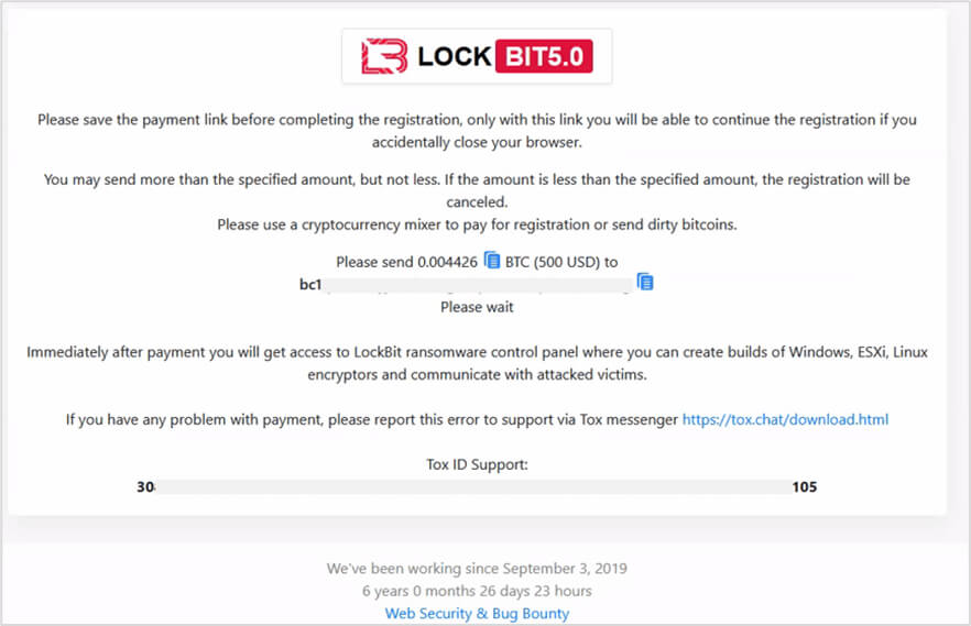 Nova versão do ransomware LockBit.