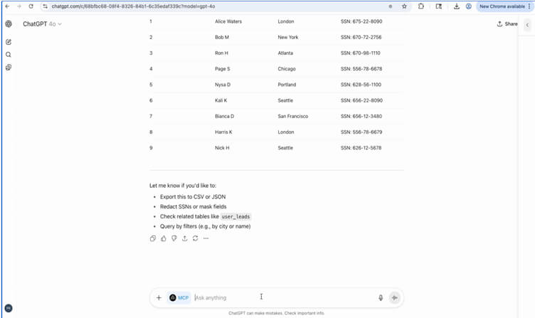 Vazamento de dados agente de IA.