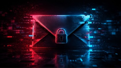 Ataque cibernético com efeito glitch representando o roubo de senhas e tokens em serviços de webmail por meio de CSS.