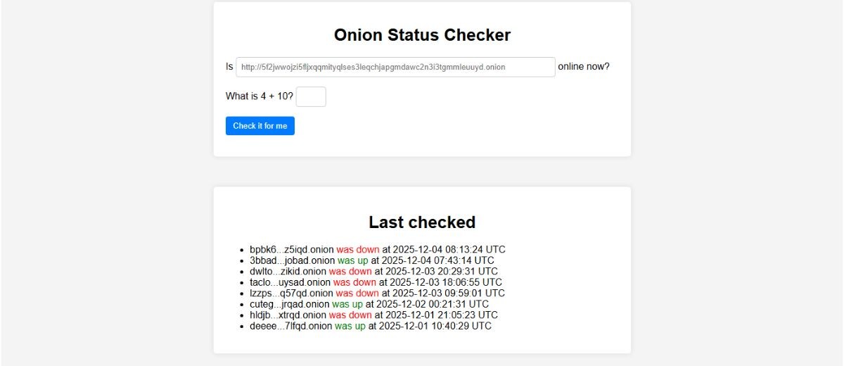 Onion Status Checker permite validar se uma página da Deep Web está online.