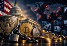 EUA apreendem milhões em criptomoedas vinculadas a esquema internacional de golpes.